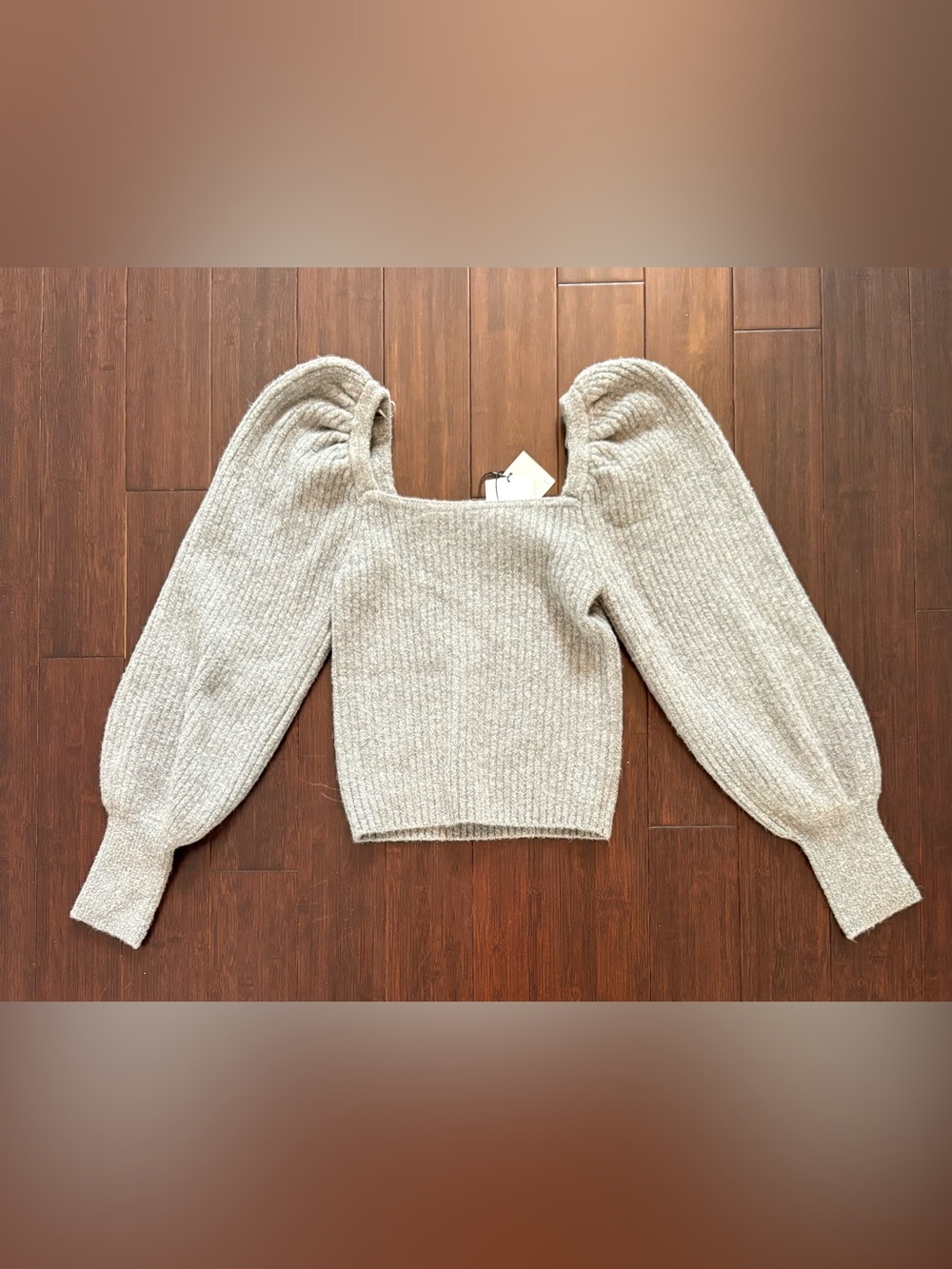 Zara Puff Sleeve Sweater - Light Gray large